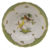 Herend Rothschild Bird Green Border Rim Soup - Motif 06 9.5"D
