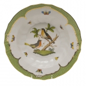 Herend Rothschild Bird Green Border Rim Soup - Motif 08 9.5"D