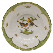 Herend Rothschild Bird Green Border Rim Soup - Motif 09 9.5"D