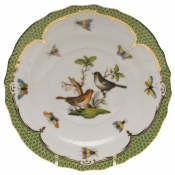 Herend Rothschild Bird Green Border Salad Plate - Motif 05 7.5"D