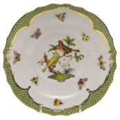 Herend Rothschild Bird Green Border Salad Plate - Motif 06 7.5"D