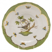 Herend Rothschild Bird Green Border Dessert Plate - Motif 01 8.25"