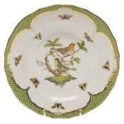Herend Rothschild Bird Green Border Dessert Plate - Motif 03 8.25"