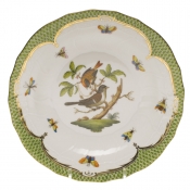 Herend Rothschild Bird Green Border Dessert Plate - Motif 04 8.25"