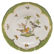 Herend Rothschild Bird Green Border Dessert Plate - Motif 05 8.25"