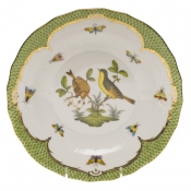 Herend Rothschild Bird Green Border Dessert Plate - Motif 07 8.25"
