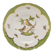 Herend Rothschild Bird Green Border Dessert Plate - Motif 08 8.25"