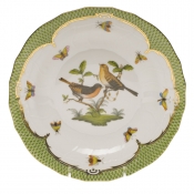 Herend Rothschild Bird Green Border Dessert Plate - Motif 09 8.25"