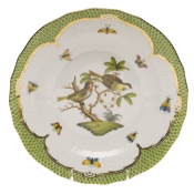 Herend Rothschild Bird Green Border Dessert Plate - Motif 11 8.25"