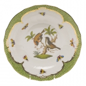 Herend Rothschild Bird Green Border Dessert Plate - Motif 12 8.25"