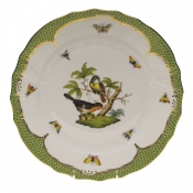 Herend Rothschild Bird Green Border Dinner Plate - Motif 02 10.5"D