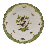 Herend Rothschild Bird Green Border Dinner Plate - Motif 04 10.5"D