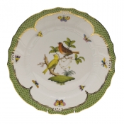 Herend Rothschild Bird Green Border Dinner Plate - Motif 06 10.5"D