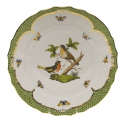Herend Rothschild Bird Green Border Dinner Plate - Motif 08 10.5"D