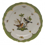 Herend Rothschild Bird Green Border Service Plate - Motif 05 11"D