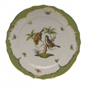 Herend Rothschild Bird Green Border Service Plate - Motif 12 11"D
