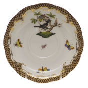 Herend Rothschild Bird Brown Border Tea Saucer - Motif 01 6"D