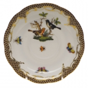 Herend Rothschild Bird Brown Border Tea Saucer - Motif 05 6"D