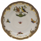 Herend Rothschild Bird Brown Border Tea Saucer - Motif 07 6"D