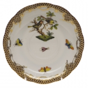 Herend Rothschild Bird Brown Border Tea Saucer - Motif 11 6"D