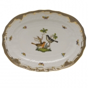 Herend Rothschild Bird Brown Border Platter 15"L X 11.5"W