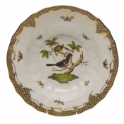 Herend Rothschild Bird Brown Border Rim Soup - Motif 01 9.5"D