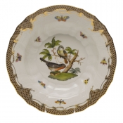 Herend Rothschild Bird Brown Border Rim Soup - Motif 02 9.5"D