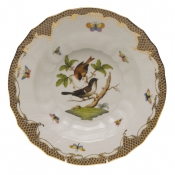 Herend Rothschild Bird Brown Border Rim Soup - Motif 04 9.5"D