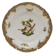 Herend Rothschild Bird Brown Border Bread & Butter Plate - Mo 08