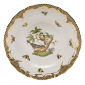 Herend Rothschild Bird Brown Border Dessert Plate - Motif 02 8.25"