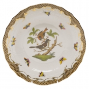 Herend Rothschild Bird Brown Border Dessert Plate - Motif 04 8.25"