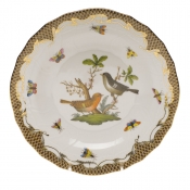 Herend Rothschild Bird Brown Border Dessert Plate - Motif 05 8.25"