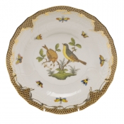Herend Rothschild Bird Brown Border Dessert Plate - Motif 07 8.25"
