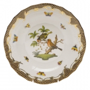 Herend Rothschild Bird Brown Border Dessert Plate - Motif 10 8.25"