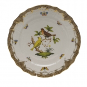 Herend Rothschild Bird Brown Border Service Plate - Motif 06 11"D
