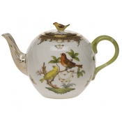 Herend Rothschild Bird Brown Border Tea Pot W/Bird (36 Oz) 5.5"H