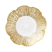 Vietri Rufolo Glass Gold Small Shallow Bowl - 9.5"