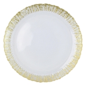 Vietri Rufolo Glass Gold Round Platter - 13.25"