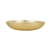 Vietri Rufolo Glass Gold Basketweave Large Shallow Bowl - 14"
