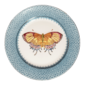 Mottahedeh Turquoise Lace Dessert Plate with Butterfly - 8.5"