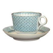 Mottahedeh Turquoise Lace Tea Cup + Saucer