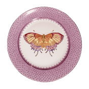 Mottahedeh Plum Lace Dessert Plate with Butterfly - 8.5"