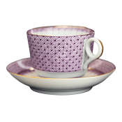Mottahedeh Plum Lace Tea Cup + Saucer