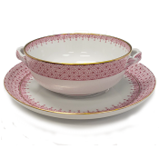 Mottahedeh Pink Lace Cream Soup/Saucer