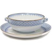 Mottahedeh Cornflower Lace Cream Soup/Saucer