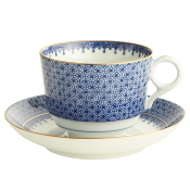 Mottahedeh Blue Lace Tea Cup & Saucer