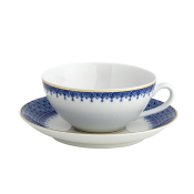 Mottahedeh Blue Lace Coup Shape Cup & Saucer