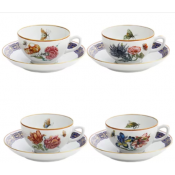 Mottahedeh Merian Tea Cup + Saucer Assorted - Set 4