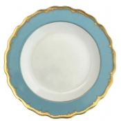 Mottahedeh Chelsea Feather Turquoise Dinner Plate - 10"