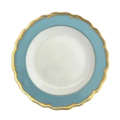 Mottahedeh Chelsea Feather Turquoise Dessert Plate - 8.25"